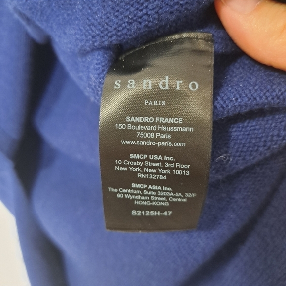 Sandro  Italian wool and cashmere jumper small blue NWOT - Picture 5 of 6